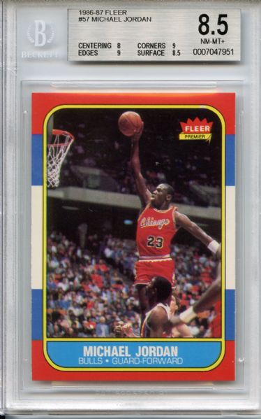 1986 Fleer 57 Michael Jordan Rookie BGS NM-MT+ 8.5