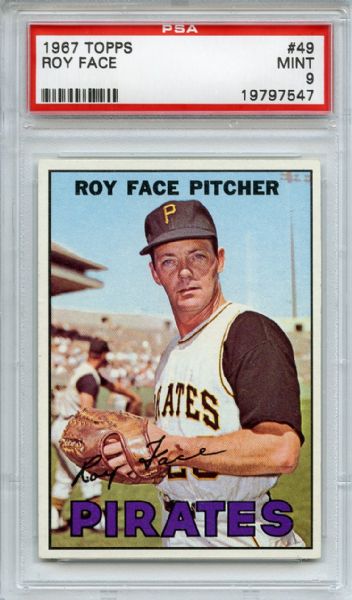 1967 Topps 49 Roy Face PSA MINT 9