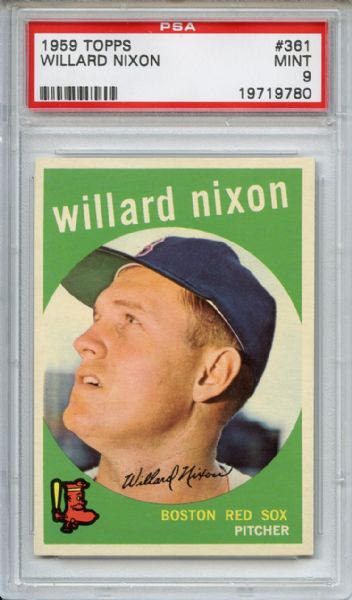 1959 Topps 361 Willard Nixon PSA MINT 9