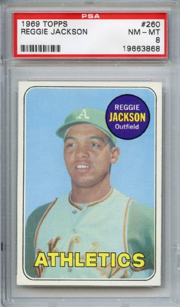 1969 Topps 260 Reggie Jackson Rookie PSA NM-MT 8