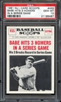 1961 NU-CARD SCOOPS 455 BABE HITS 3 HOMERS IN A SERIES GAME PSA GEM MT 10