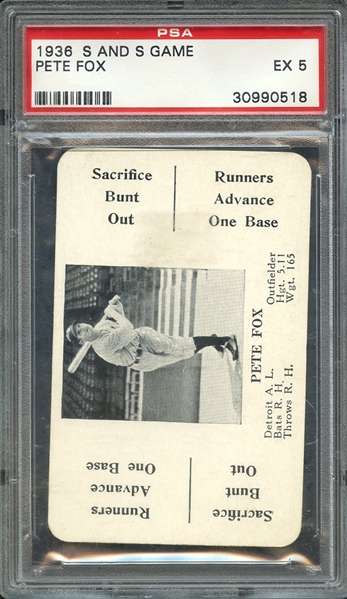 1936 S AND S GAME PETE FOX PSA EX 5