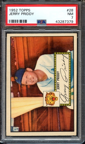 1952 TOPPS 28 JERRY PRIDDY PSA NM 7