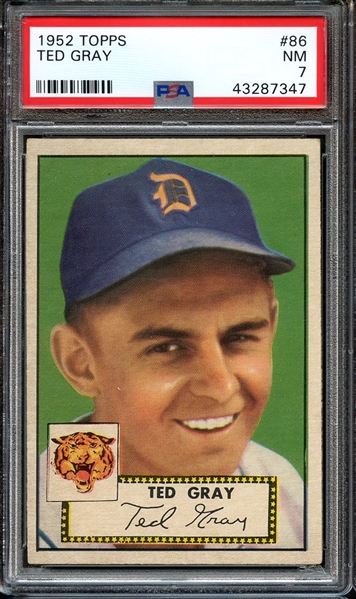 1952 TOPPS 86 TED GRAY PSA NM 7