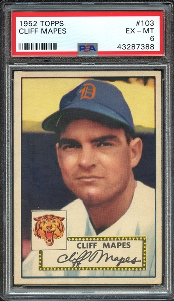 1952 TOPPS 103 CLIFF MAPES PSA EX-MT 6