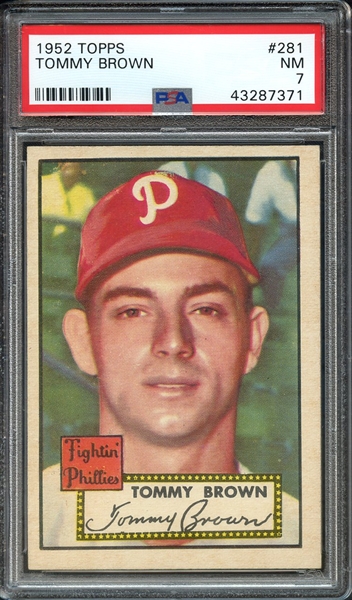 1952 TOPPS 281 TOMMY BROWN PSA NM 7