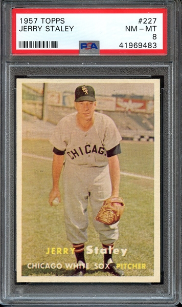 1957 TOPPS 227 JERRY STALEY PSA NM-MT 8