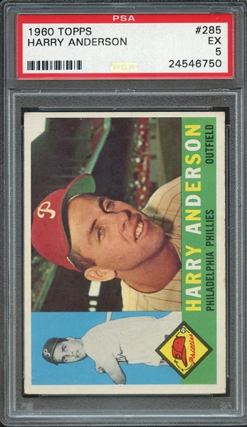 1960 TOPPS 285 HARRY ANDERSON PSA EX 5