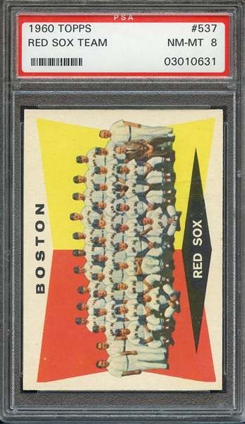 1960 TOPPS 537 RED SOX TEAM PSA NM-MT 8