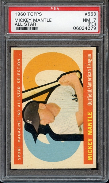 1960 TOPPS 563 MICKEY MANTLE ALL STAR PSA NM 7 (PD)