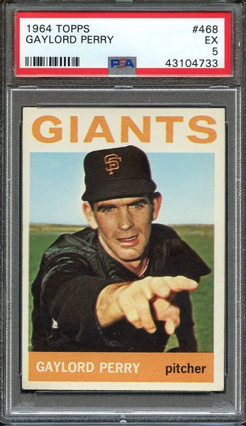 1964 TOPPS 468 GAYLORD PERRY PSA EX 5