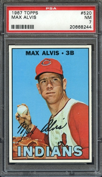 1967 TOPPS 520 MAX ALVIS PSA NM 7