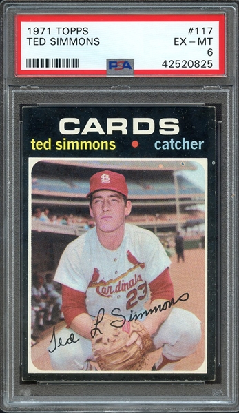1971 TOPPS 117 TED SIMMONS PSA EX-MT 6