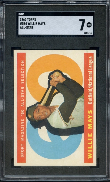 1960 TOPPS 564 WILLIE MAYS ALL STAR SGC NM 7