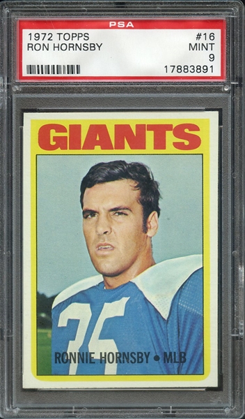 1972 TOPPS 16 RON HORNSBY PSA MINT 9
